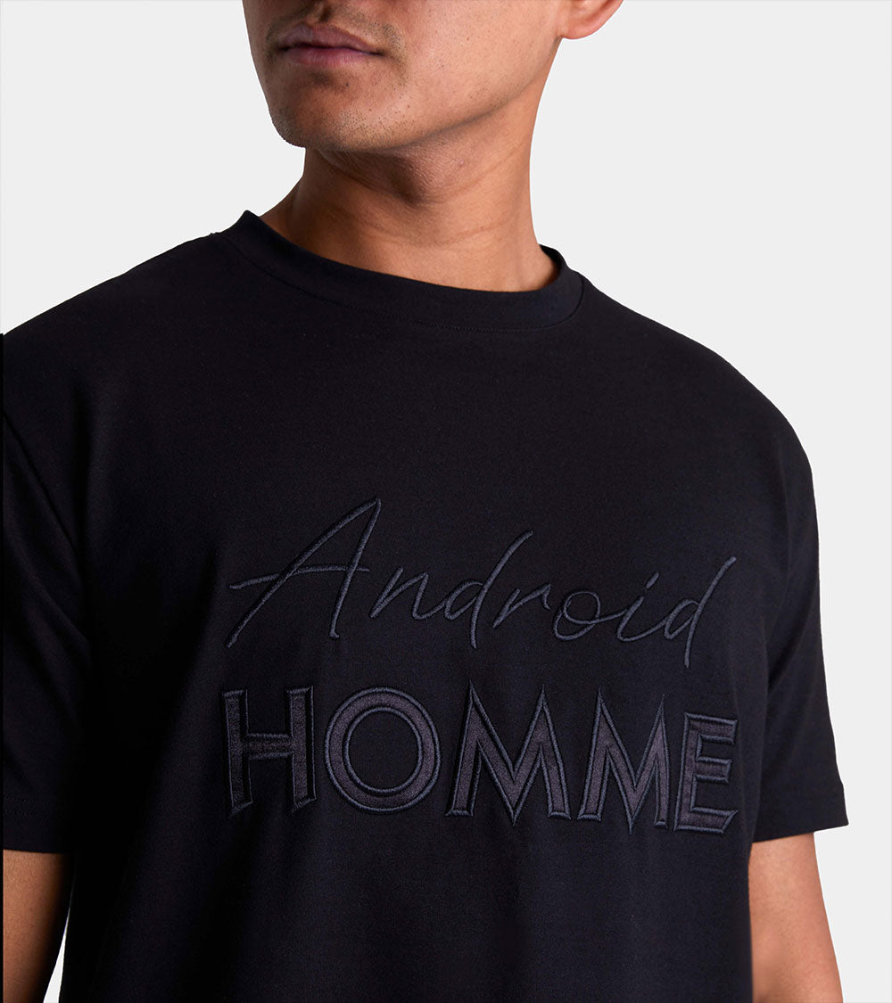 Embroidered Android Homme T-Shirt | Black AHTA234-07