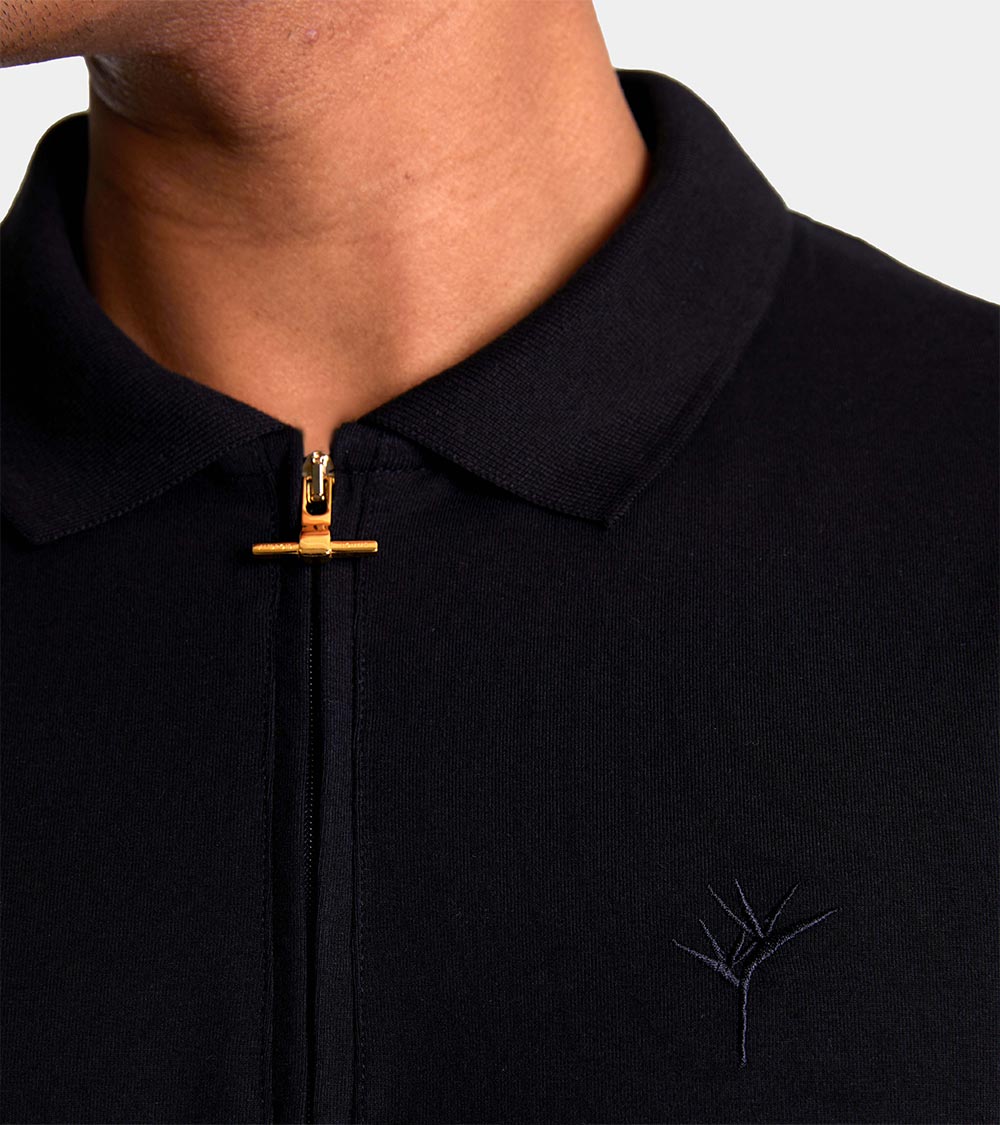 Long Sleeve Zip Polo | Black AHTA234-05