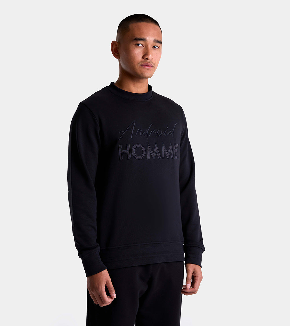 Embroidered Android Homme Crew Sweatshirt | Black AHTA234-06