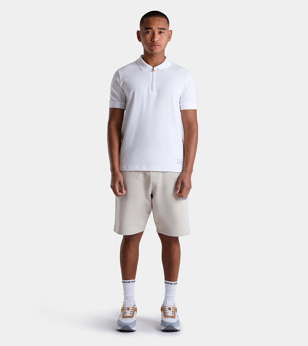 Embroidered Zip Polo | White AHTA234-08