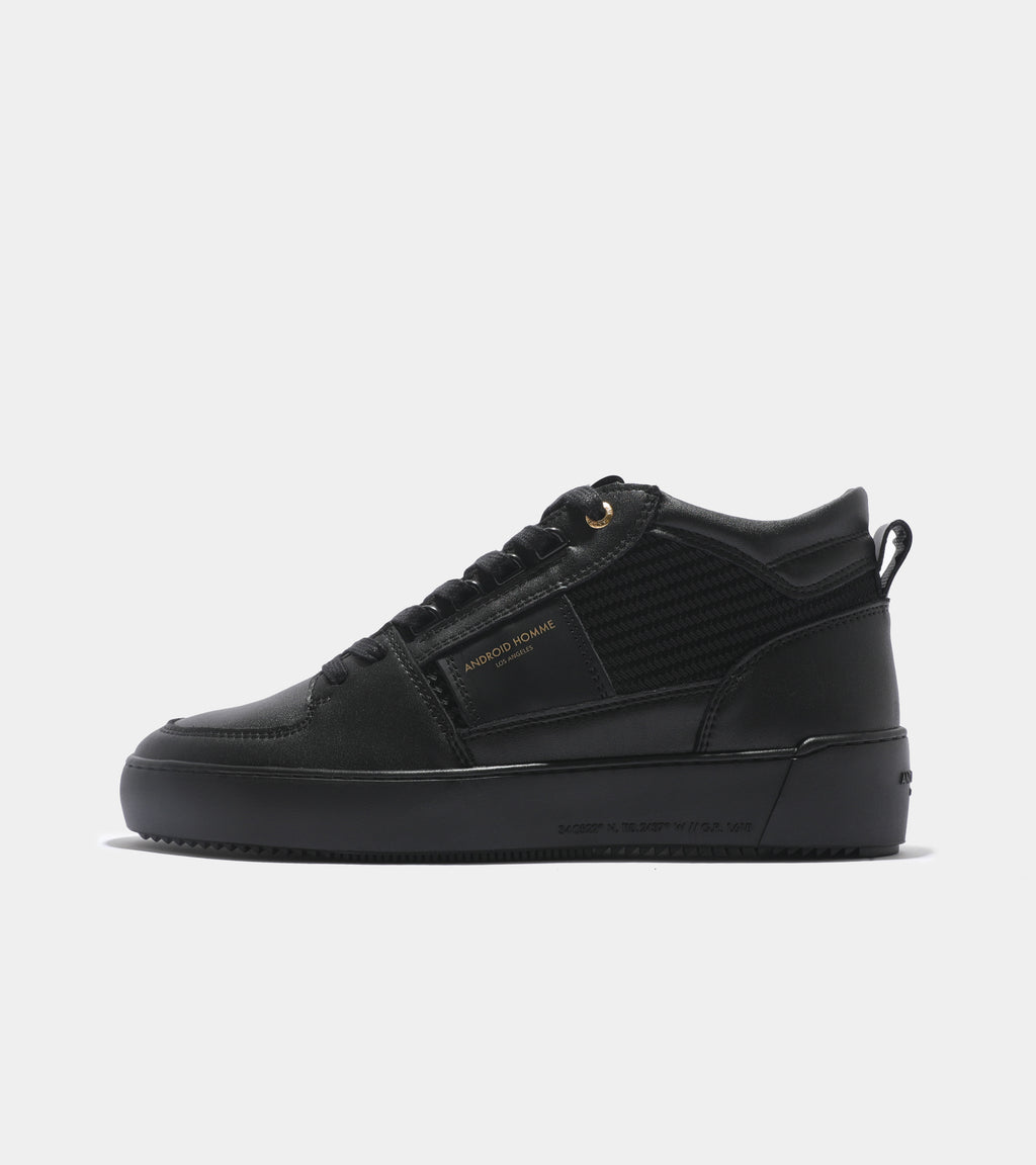 Ecom imagery of the Point Dume Black Carbon Fibre Android Homme Trainers.