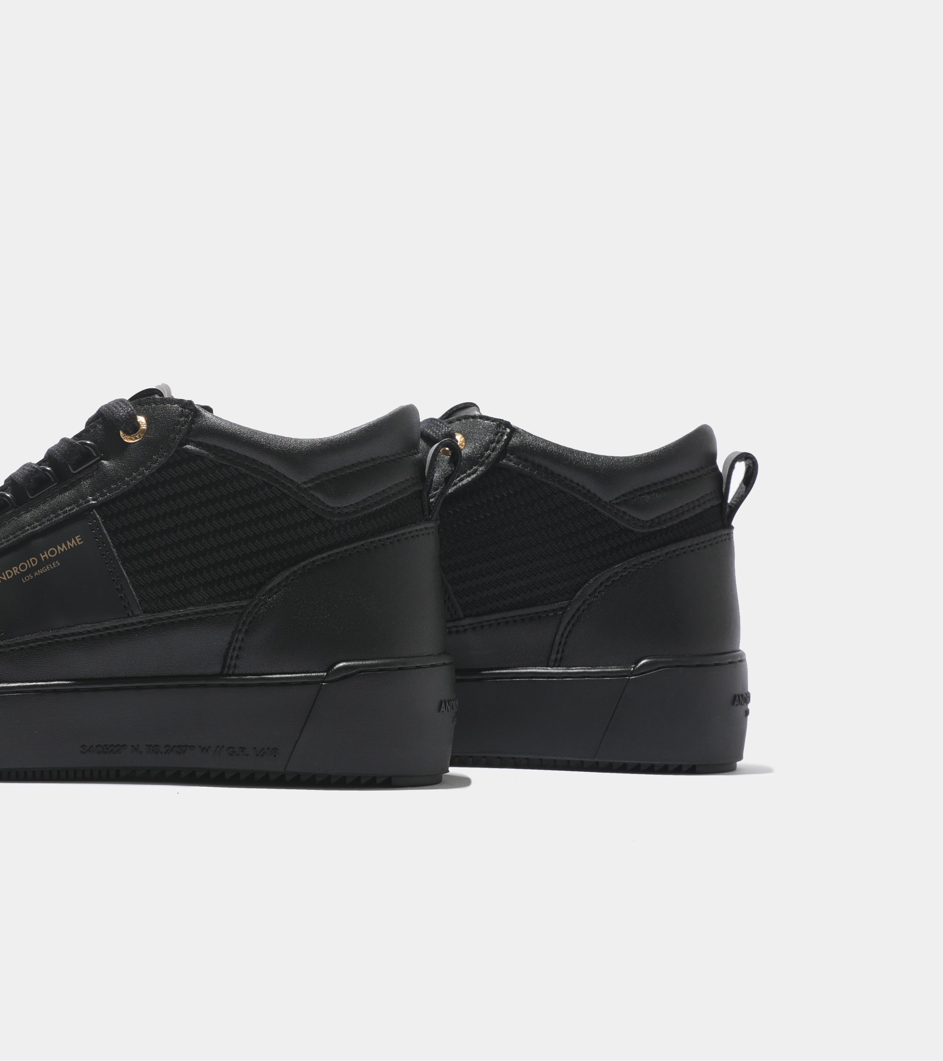Detailed ccom imagery of the Point Dume Black Carbon Fibre Android Homme Trainers.