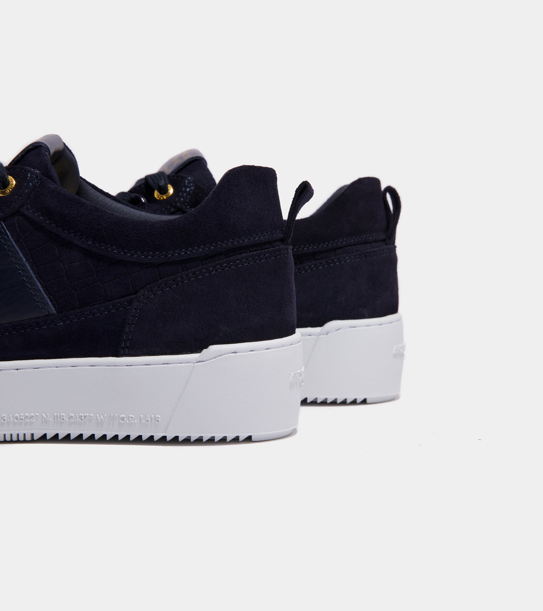 Point Dume Low | Navy Caiman Croc Emboss Suede AHP241-09