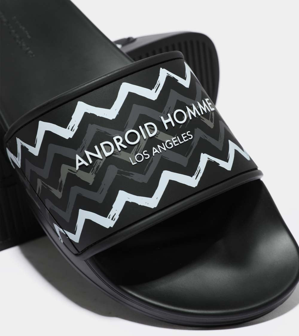 Android Homme Laguna embossed-logo beach slides - Black