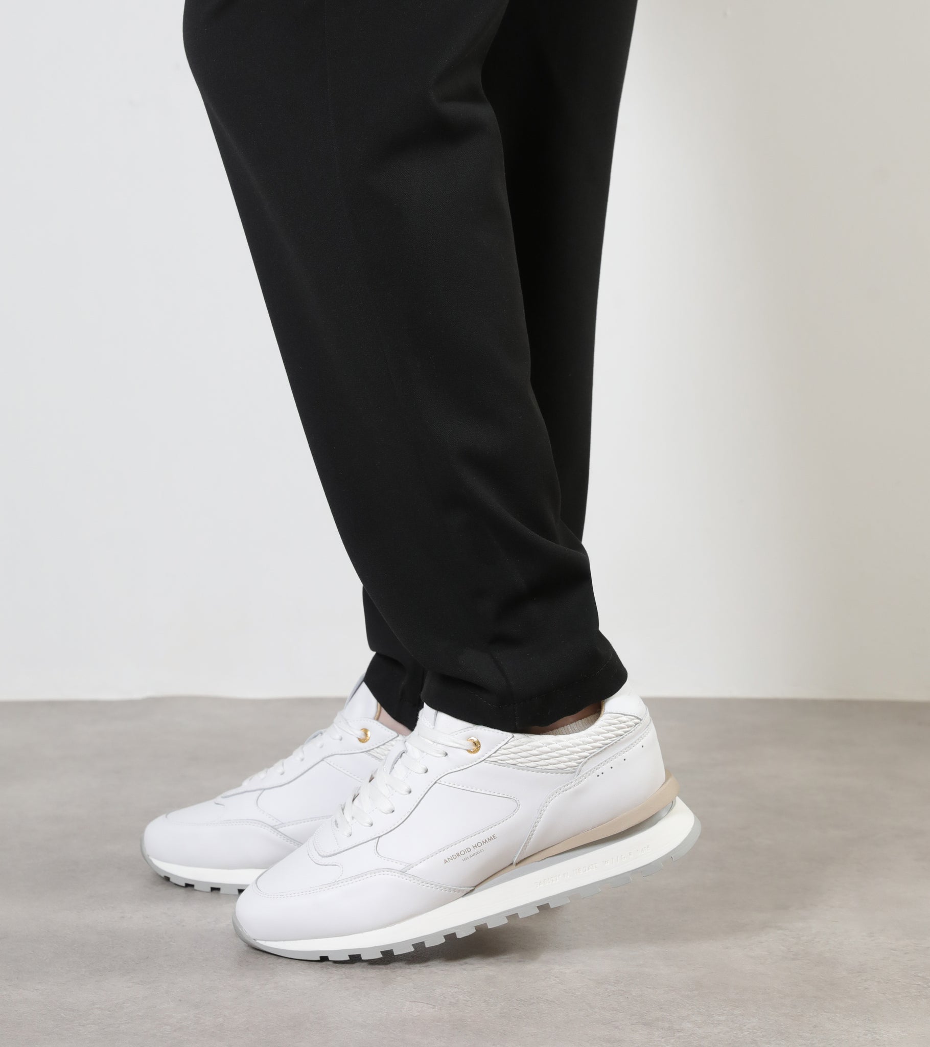 Lechuza Racer | White Leather Stretch Woven AHP233-09