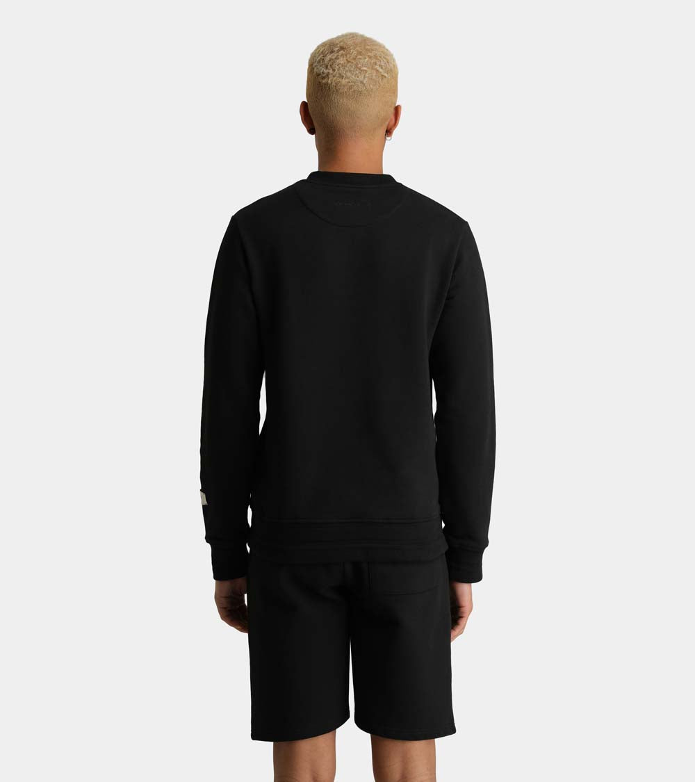 Zip Pocket Crew Sweatshirt | Black AHTA231-01