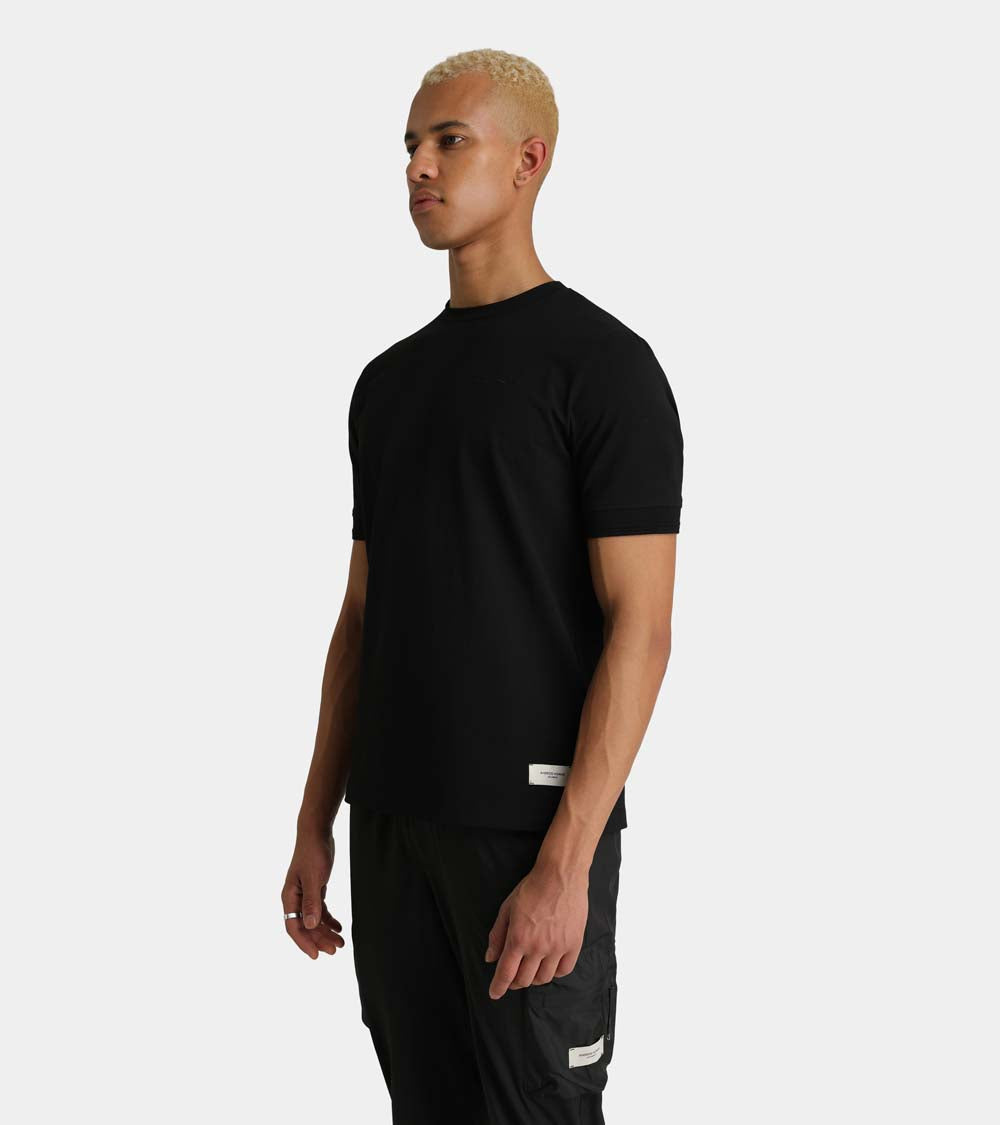 Embroidered Chest Plain T-Shirt | Black AHTA231-04