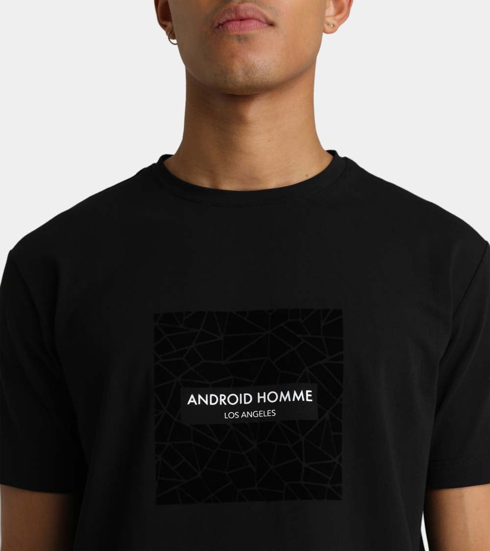Mosaic Print T-Shirt | Black AHTA231-11